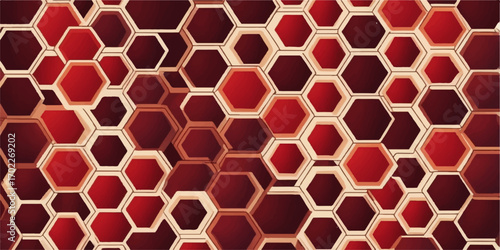 Red hexagonal honeycomb seamless pattern background vector illustration