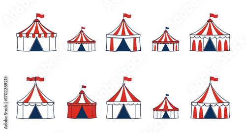 carnival tent icons, fair tent icon collection, circus pavilion icons, festival tent icons, big top tent icons, circus marquee icons, carnival canopy icons, amusement park tent icons, entertainment te