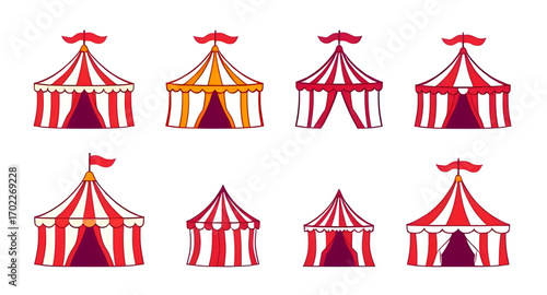 circus tent icon set, carnival tent icons, fair tent icon collection, circus pavilion icons, festival tent icons, big top tent icons, circus marquee icons, carnival canopy icons, amusement park tent i