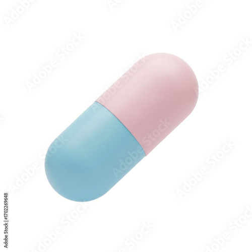 Pink and blue capsule isolated on transparent background
