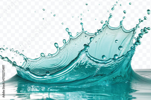 realistic 3d fresh water splash in wavy style isolated on transparent background
