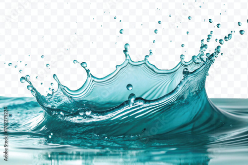 realistic 3d fresh water splash in wavy style isolated on transparent background
