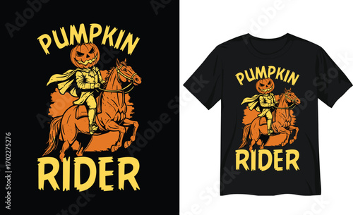 Pumpkin Rider Halloween Illustration,Tshirt Design