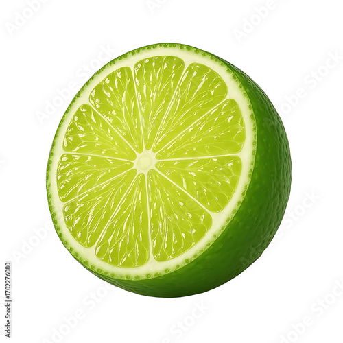 Juicy slice of lime isolated on transparent background