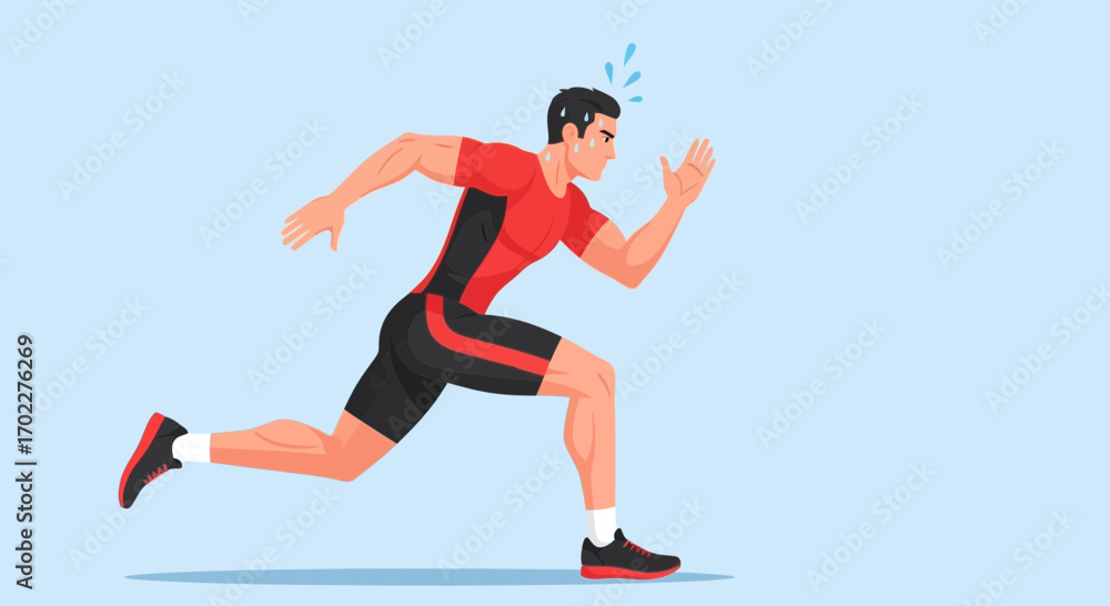 Fototapeta premium Energetic Athlete Sprinting Forward Depicting Intense Exercise and High-Speed Movement
