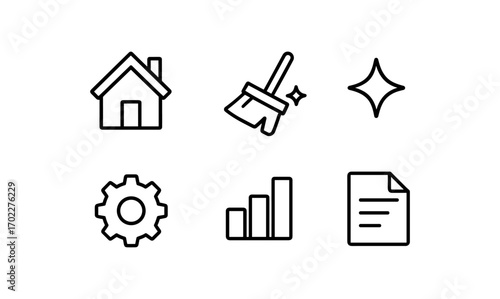 Minimalist home and office icons set for organization and efficiency