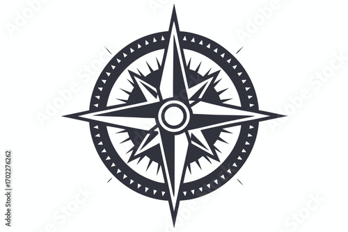 Stylized Compass Rose with Intricate Details on a White Background Design