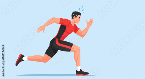 Energetic Athlete Sprinting Forward Depicting Intense Exercise and High-Speed Movement