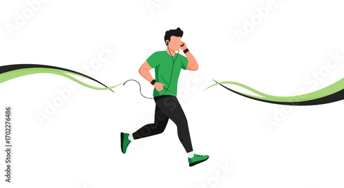 Energetic Individual Engaging in Fitness, Enjoying Music While in Motion