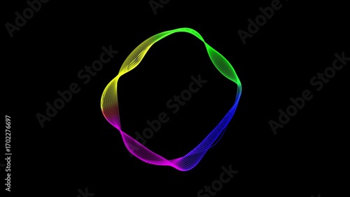 Abstract line waves circle animation background. Circle Lines abstract animation wave pattern 3d 4k seamless loop. Waves in motion
