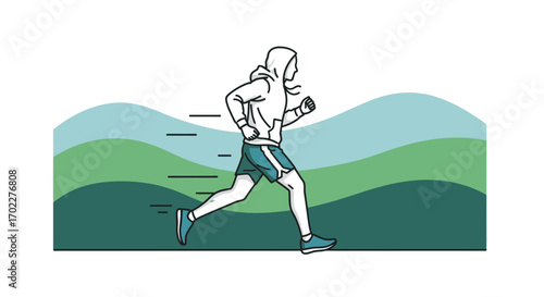 Energetic Runner: Minimalist Illustration Depicting Movement and Athleticism in Nature