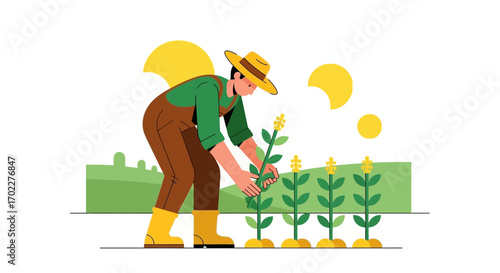 Cultivating a Bountiful Harvest: A Simple Illustration of Agricultural Labor