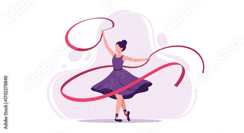 Dancing Gracefully With Red Ribbons: A Ballet Inspired Illustration, A Visual Delight