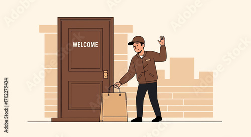 Delivery Driver delivering a package to a customer's door illustrates home delivery services perfectly