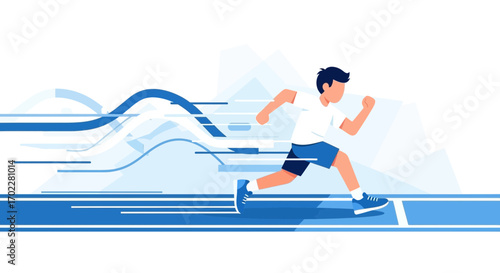 Dynamic illustration of a running athlete in motion capturing speed and athleticism