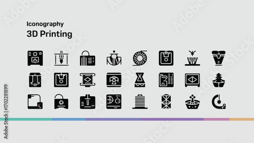 Modern iconography for three dimensional printing technology 3d printing icons