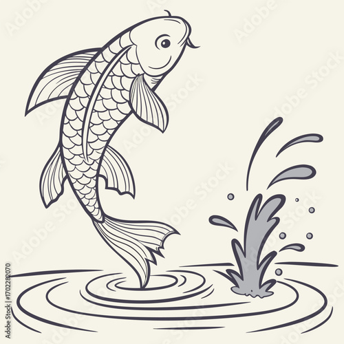 Vibrant goldfish leaping gracefully out of shimmering water in a dynamic slow motion aquatic scene perfect for nature and wildlife themes