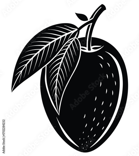 Vector illustration of an apple and a pear with leaves
