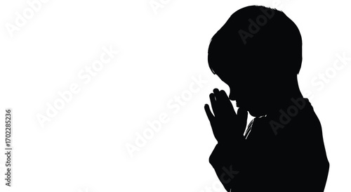 Vector art of silhouette of a child praying