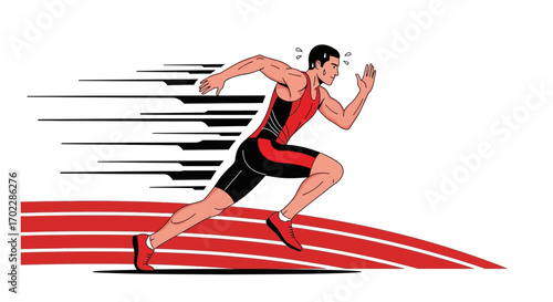 Illustration of a man sprinting on a track showing speed and athleticism vividly
