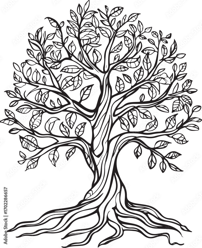 Obraz premium Majestic Oak Tree Outline Collection