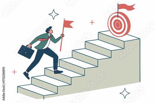 businessman running on stairs