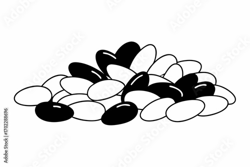 Black and white jelly beans