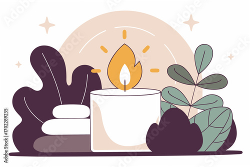 illustration of a candle in a cup