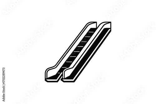 escalator design in black and white silhouette