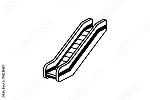 a pair of escalators shown in simple black silhouette