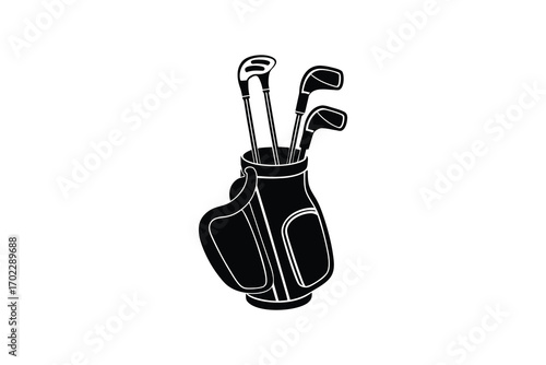 golf bag with clubs neatly arranged silhouette