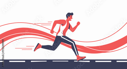 Illustration of a Running Athlete Expressing Motion and Energy in a Dynamic Composition
