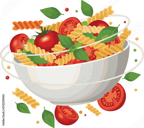 Surreal Coleslaw Salad with Floating Cabbage and Carrot Strips Vector