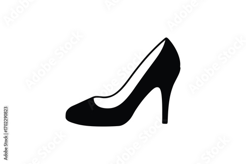 elegant high heel shoe design in black silhouette