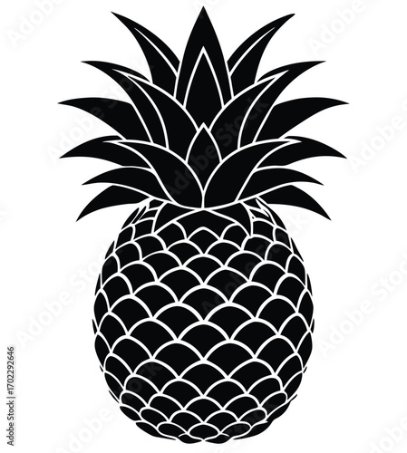 Fresh and juicy pineapple vector illustration, a tropical fruit food, isolated on a white background
