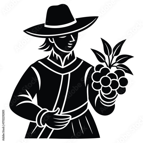 Western vector illustration of a cartoon cowboy with a gun and hat