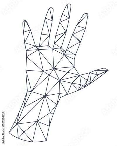 Low Poly Hand Wireframe Illustration