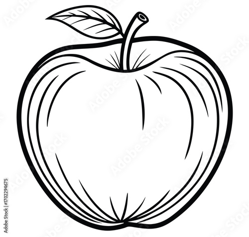 Red apple vector illustration with leaf fresh fruit icon