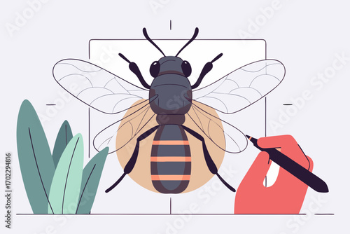 bee on a white background