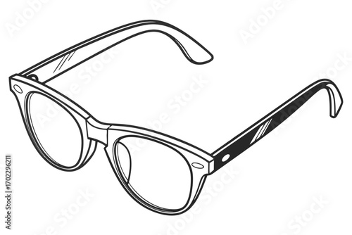 Retro style eyeglasses outline illustration