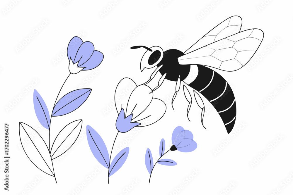 Obraz premium Bee and flowers