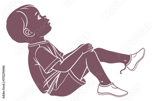 Stylized silhouette of a young child looking upwards