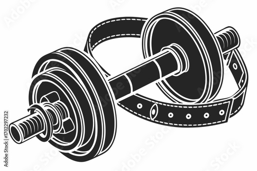 Dumbbell with a measuring tape wrapped around it symbolizing fitness and weight loss