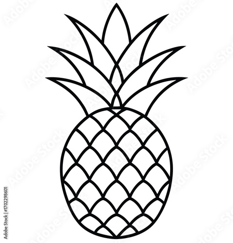 Isolated fresh tropical pineapple vector illustration with a green leaf