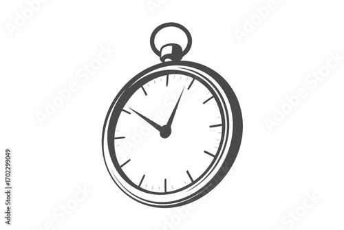 Vintage Pocket Watch Isolated on White Background