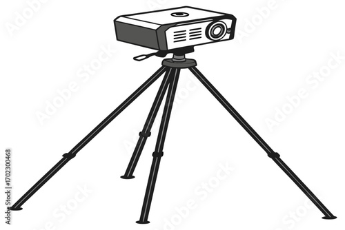 Digital projector mounted on a tripod