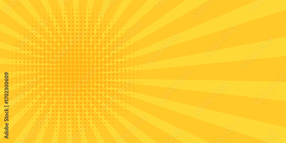 Fototapeta premium Vintage pop art yellow background. Banner vector illustration