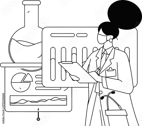 Dedicated scientist analyzes research data and experiments with precision, advancing discovery in a modern laboratory setting, symbolizing innovation and progress.