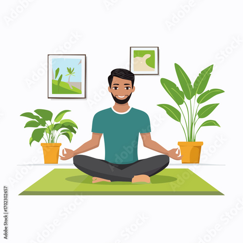 Man Meditating at Home A Peaceful Yoga and Mindfulness Session