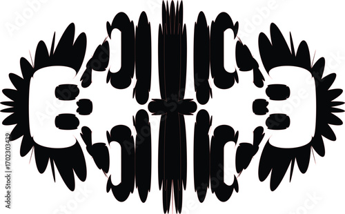 a Rorschach inkblot, a symmetrical design